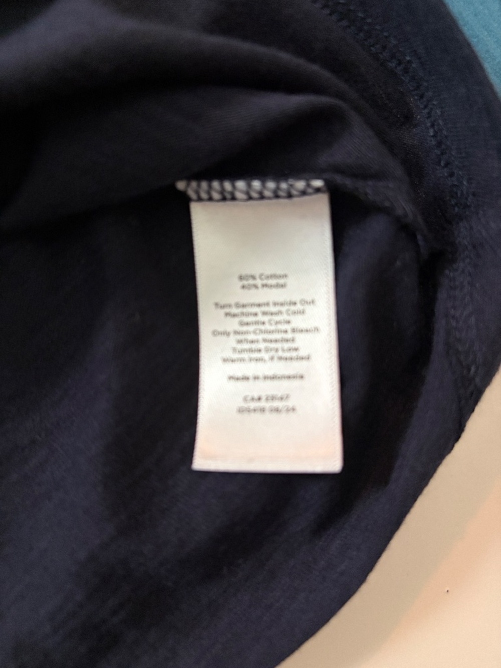 Talbots Ruched Cuff Crewneck T-Shirt Navy Blue - Picture 5 of 8